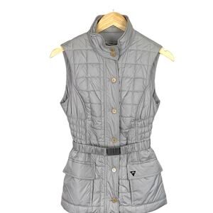 Walter Genuin Women's Size 0 Silver Vest Sinch Belted Zip Up Pockets